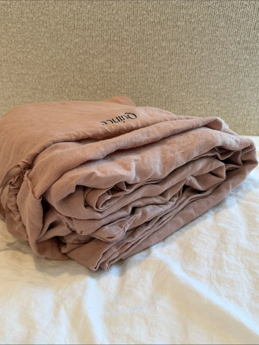 Quince European Linen Duvet Cover King Cal King Dusty Mauve